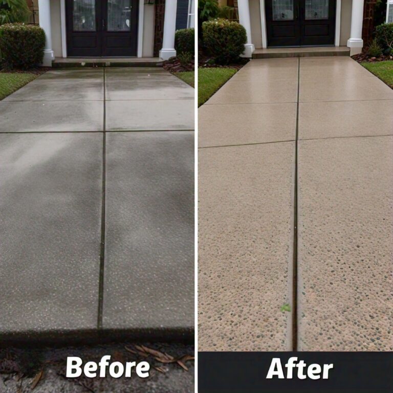 Transformed driveway in Westlake Hill TX after professional cleaning and stain removal