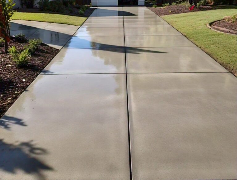 Improved curb appeal of a Westlake Hill TX home after professional driveway cleaning