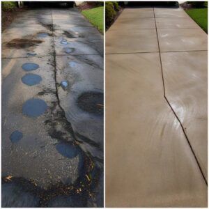 Professional power washing equipment used for driveway cleaning in Westlake Hill TX