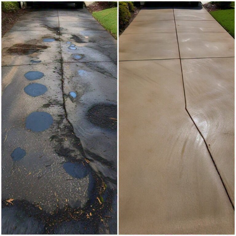 Professional power washing equipment used for driveway cleaning in Westlake Hill TX